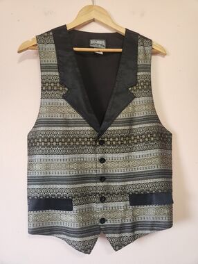Vintage Roughrider by Circle T Woven Tapestry Western Vest Medium USA EUC